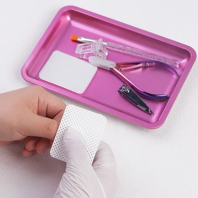 Vassoio portaoggetti per cosmetici in acciaio inossidabile Manicure Piastra per nail art Pinzette Clippers Contenitore per penne Quadrato Strumenti per piatti per unghie finte 3