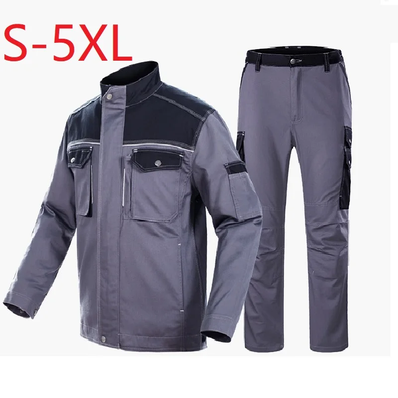 

Work Clothing Thick Welding Suit Wear-resistant Uniform Durable Reflective Safe Work Jacket Multi pockets Canvas Cargo Coverall