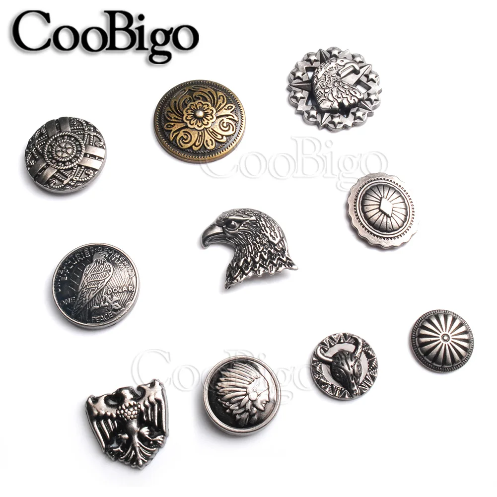 16 Sets Tibetan Alloy Decorative Rivets - Faux Turquoise Conchos For Leather Craft