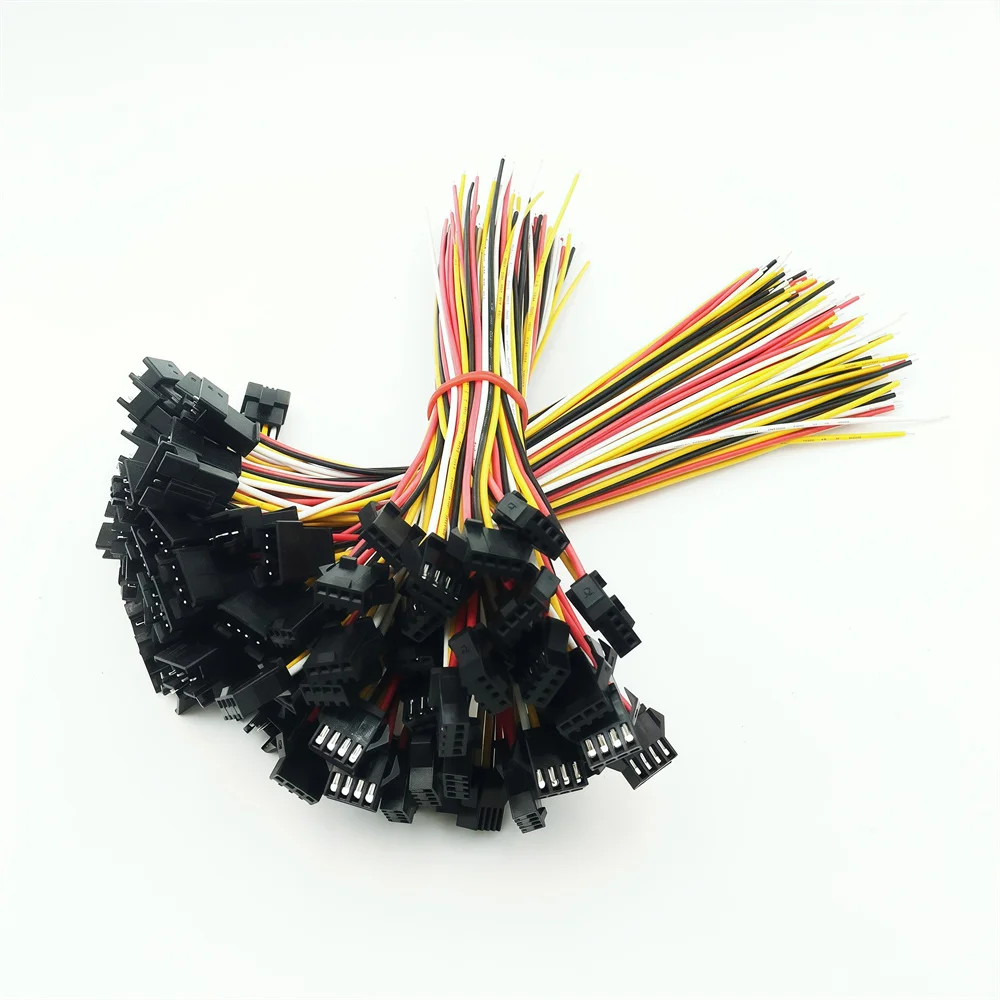 100 쌍 4 핀 LED 스트립 JST SM 2.54mm 커넥터 암수 어댑터 플러그 JST 커넥터 터미널 길이 20CM 22AWG