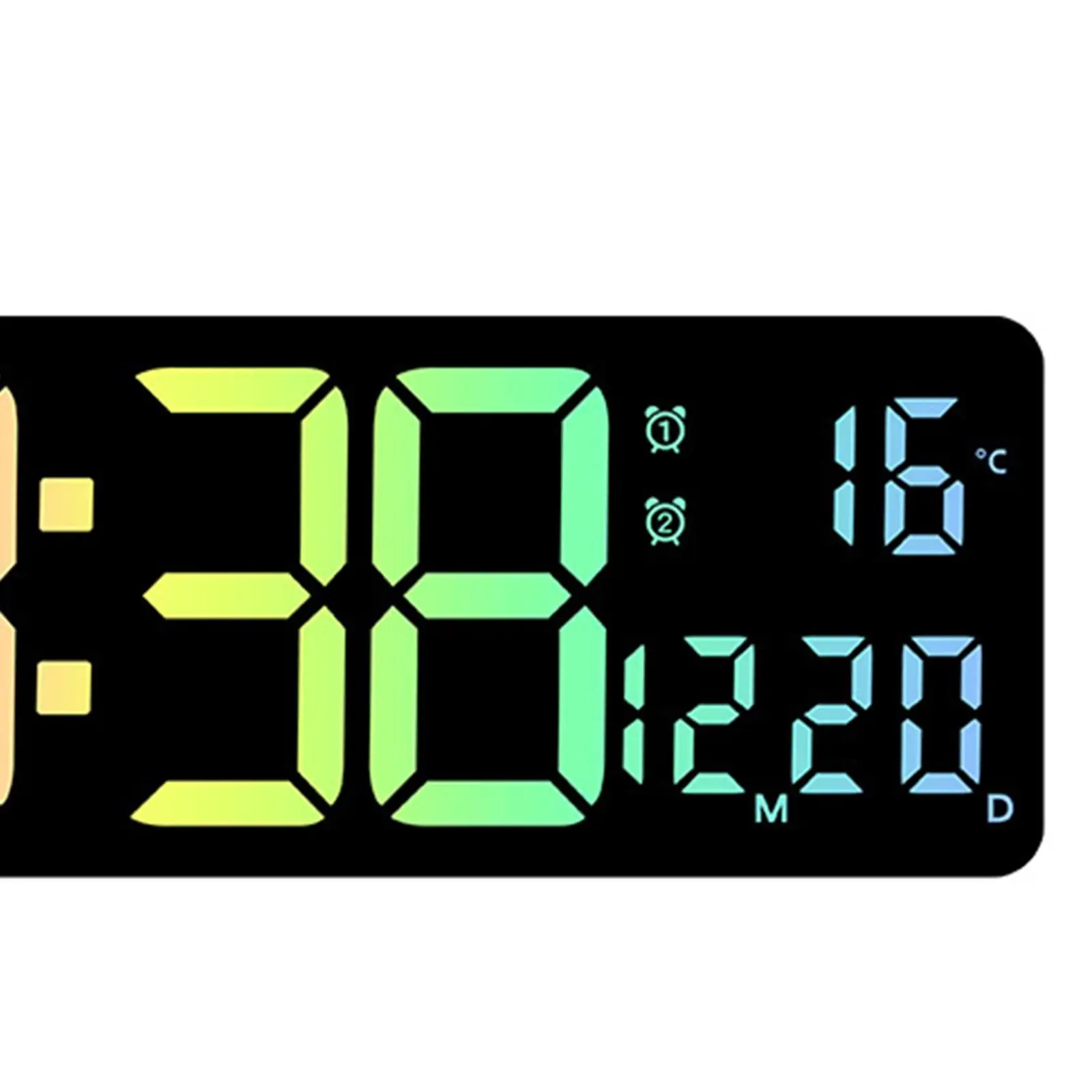 Digital Wall Clock Time Date Week Display Remote Control Colorful Ambient Light Mute Count up Timer Clock Dual Alarm Clock