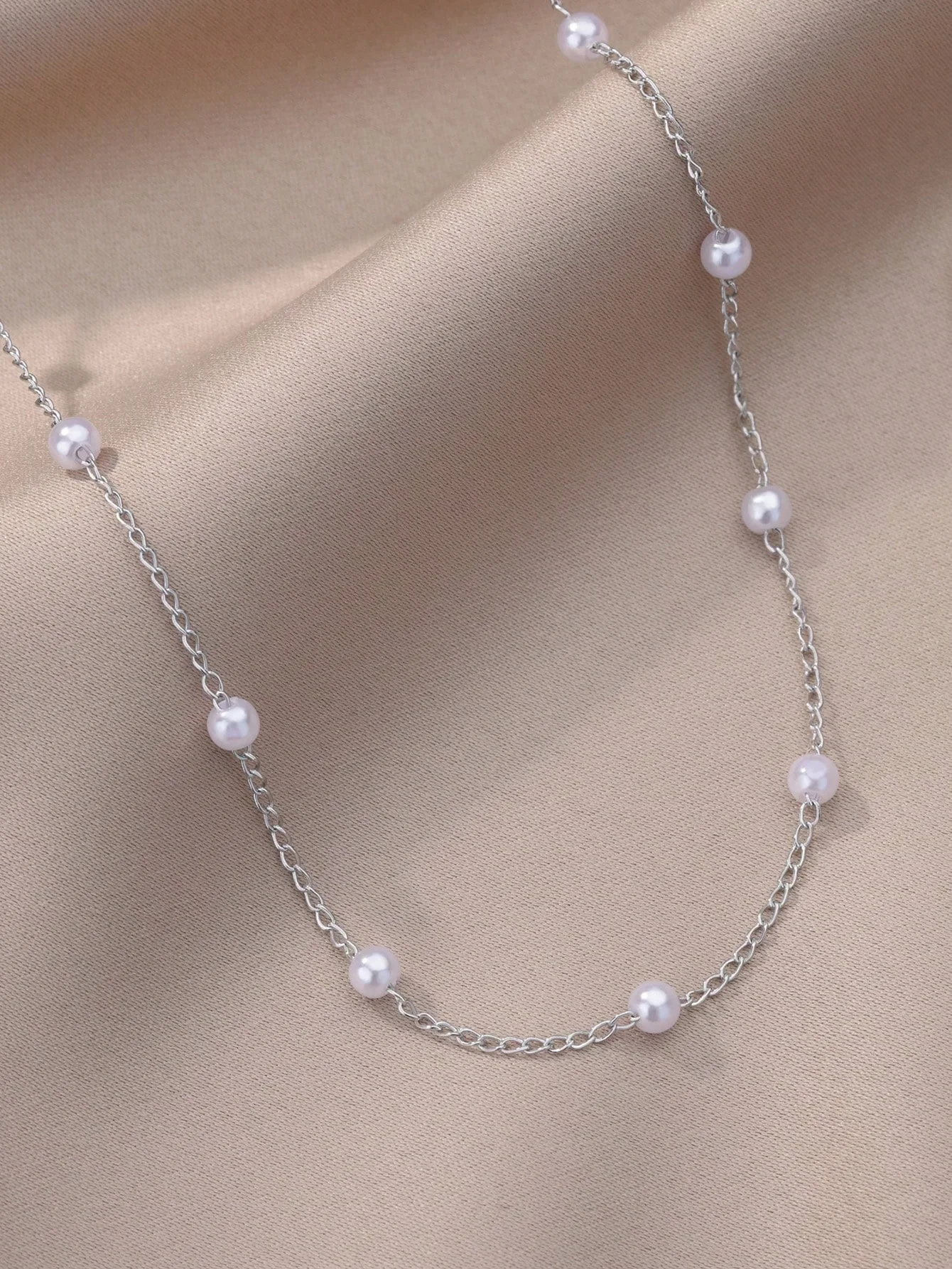 Dainty Stainless Steel Pearl Necklace For Women