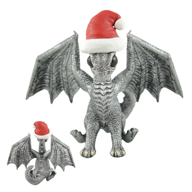 

Resin Dragon Statue Cute Christmas Dragon Wear Santa Hat Sculpture Resin Crafts Cute Christmas Dragon Wearing Santa Claus Hat