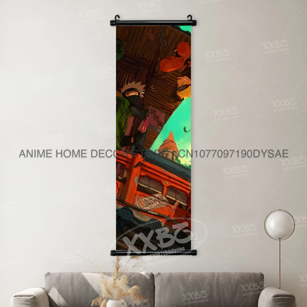 Japanese Style Naruto Wall Art: Rock Lee, Uchiha Sasuke & Obito Scroll Paintings