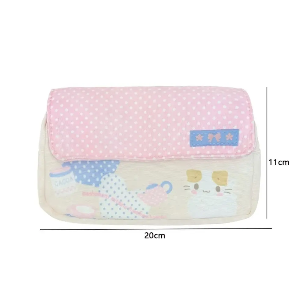 Cute Cat Cartoon Print Pen Bag Large Capacity Multifunctional Stationery Bag Pencil Case Students