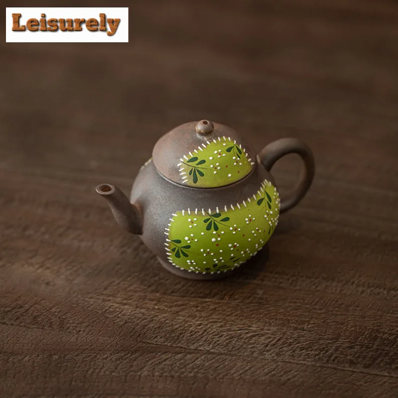 120ml Old Rock Clay Qingqiu Teapot Aesthetic Tea Infuser Pot Tea Making Kettle With Strainer Tea Services Accessories Craft Gift