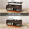 Lift Top Coffee Table with Hidden Storage LED Coffee Table Dark Walnut Living Room 3 Tiers Tea Table with Storage Center Tables. 3