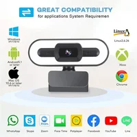 Portable Full HD 1080P 2K 4K Webcam PC Laptop Auto Focus Webcam Live Streaming Flexible with Microphone Live Broadcast withLight 2