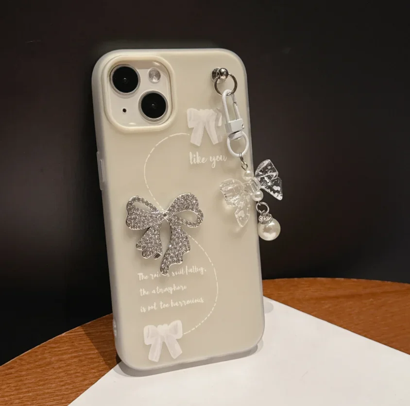 3D Bowknot Candy Pink Case with Chain - Matte Korean Finish