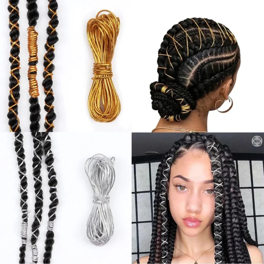 Trenzas rastas, accesorios para el cabello, trenzado de oro