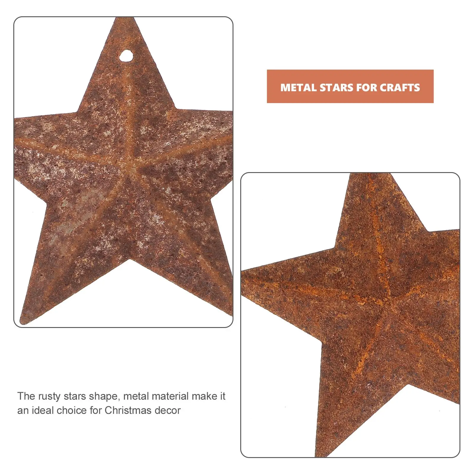 50PCS Metal Rusty Barn Star Primitives Rustic Country Tin Steel Stars Crafts Ornaments Accents Decor 3D 2025 4