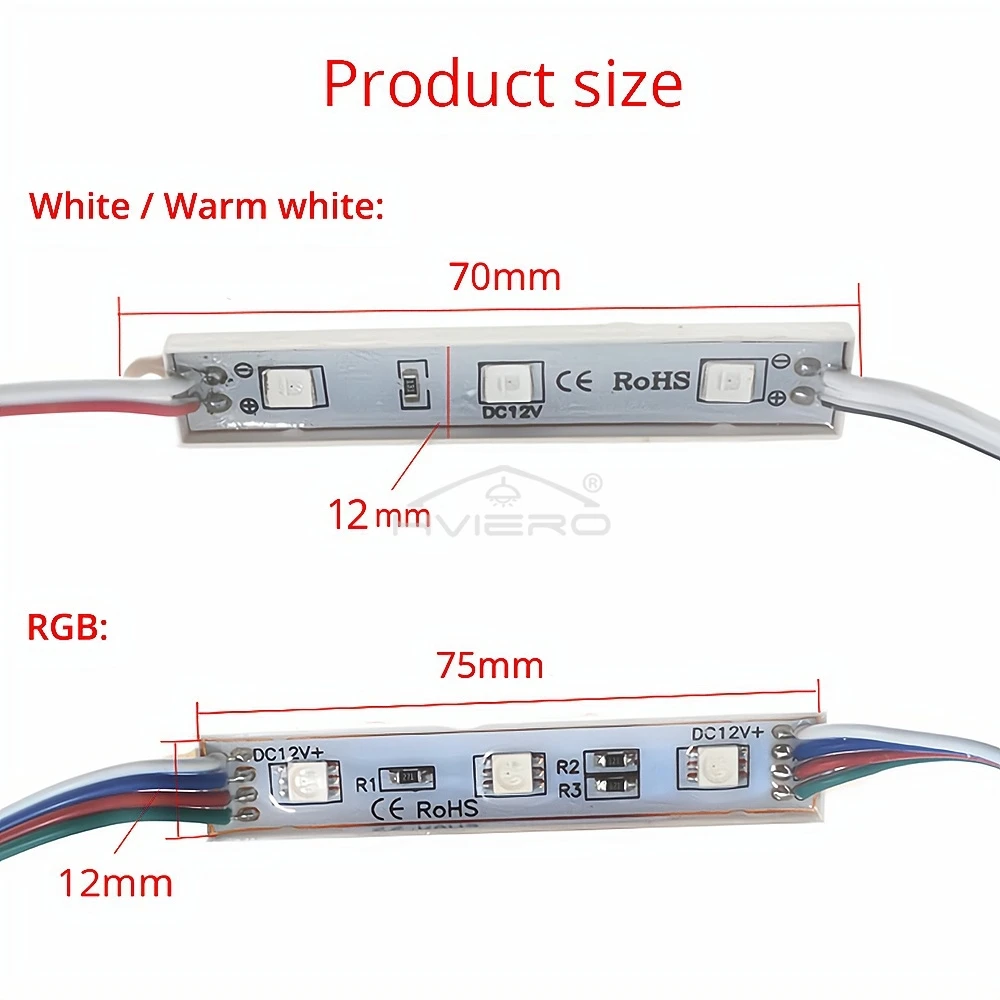 20X 5050 3LED Patch Module Waterproof IP65 DC 12V White Warm Light RGB Super Backlight Module Lighting Advertising Box Sign