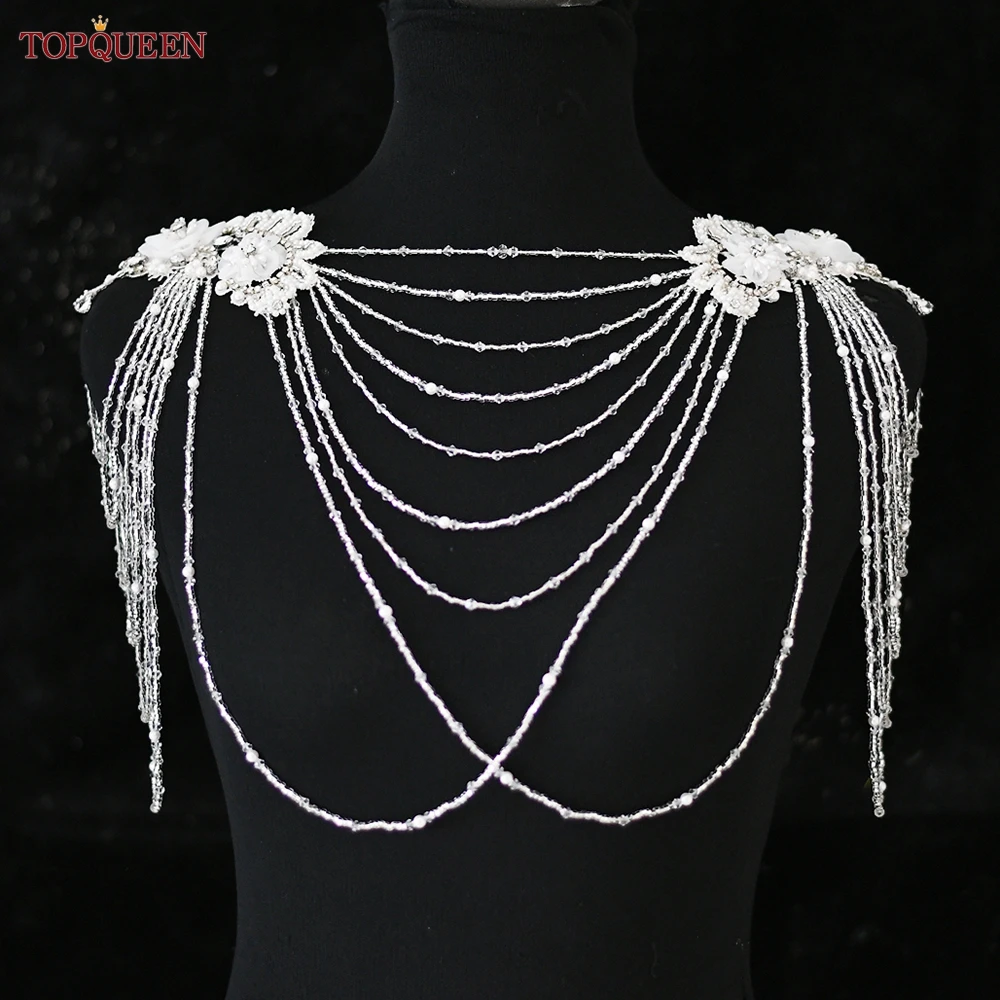 

TOPQUEEN Luxury Crystal Bling Bridal Wraps Beading High Quality Wedding Shawl Jacket Bolero Cape Bridal Wedding Cape SG22