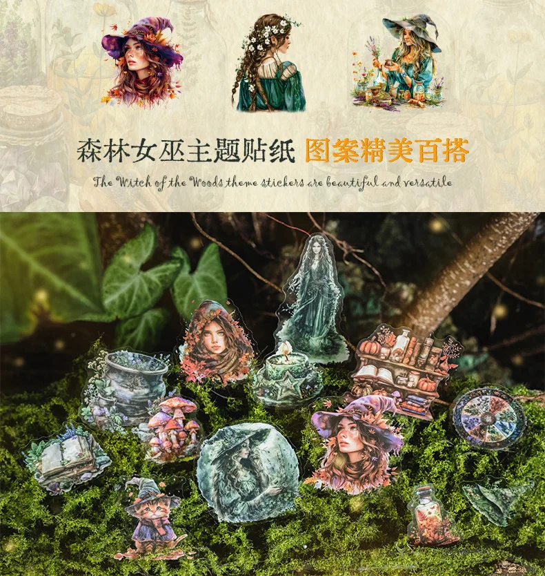 30pcs/lot Kawaii Stationery Stickers woodland witch Junk journaling stickers Planner Decorative Mobile Scrapbooking Supplies