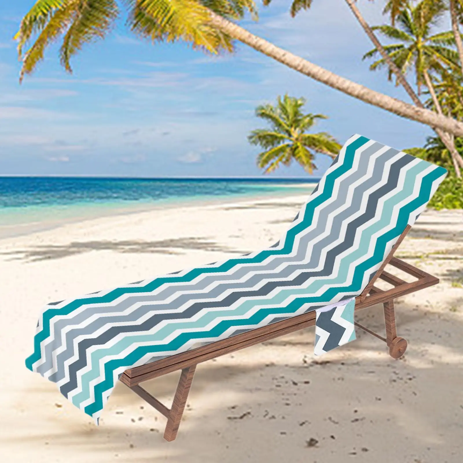 Housse De Chaise Longue Plage FANSU - Microfibre Absorbante Avec Poches Latérales - 75x200 Cm - Design Tropiques D'été