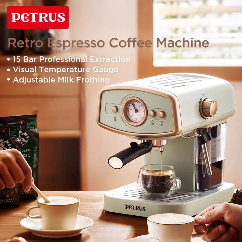 Petrus Espresso Coffee Machine 15 Bar Electric Coffee Maker Retro