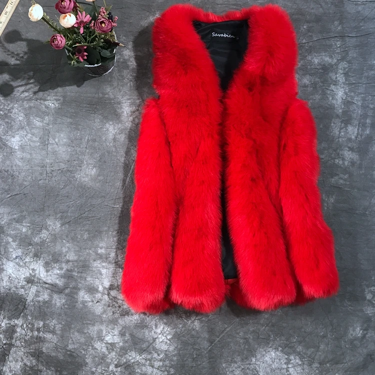 down parka Spring Autumn Winter Women 60cm Long Fashion Style Faux Fox Fur Vest Fake Material Model 063 down puffer coat