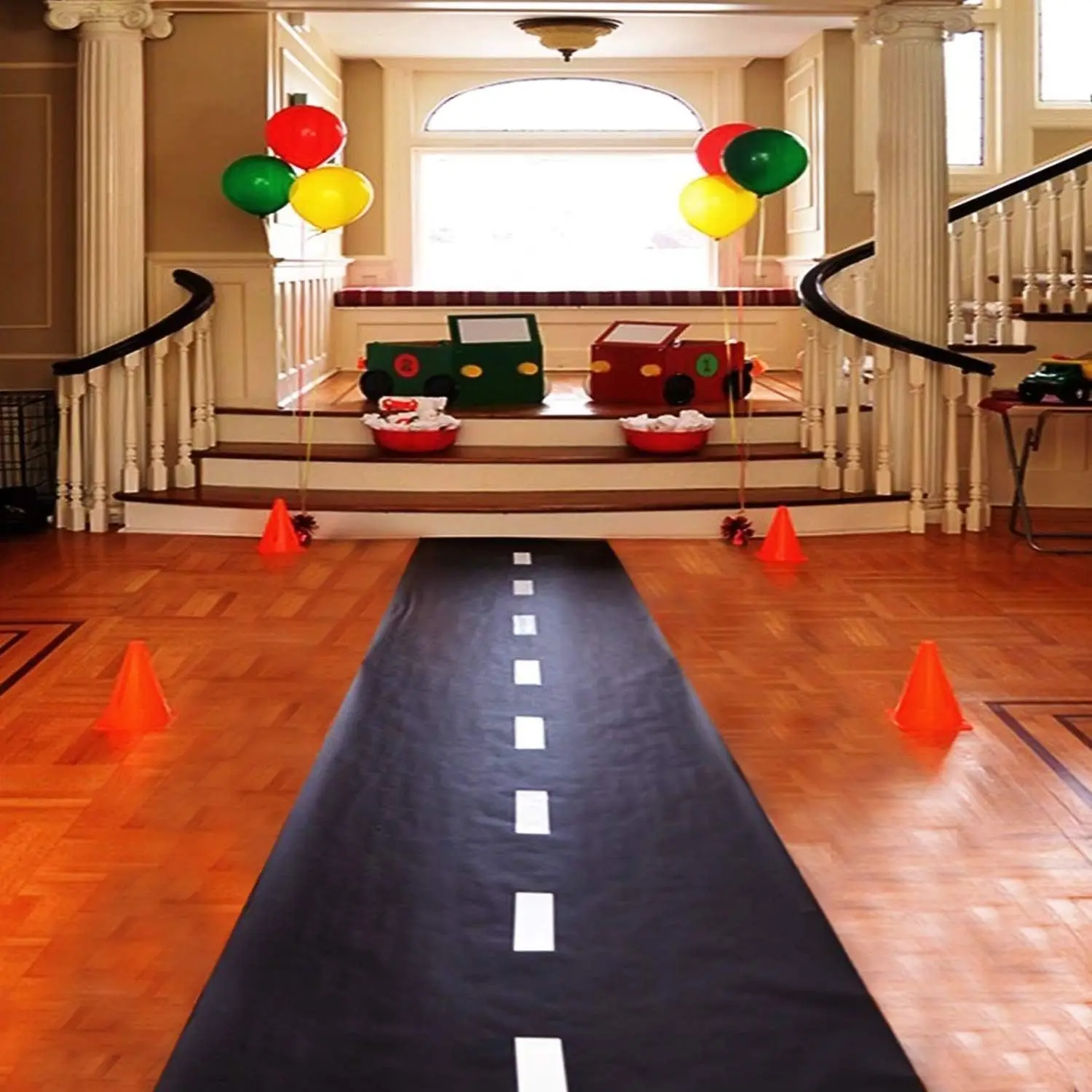 Race Car Party Decor checkered flag Race car party balloon Banner flag decor racetrack Race road kids boy Racing themed birthday party decor supplies