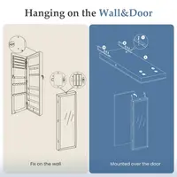 DUMOS 6 LEDs Mirror Jewelry Cabinet, Wall or Door Mounted Jewelry Organizer, 47.2Inch Tall Lockable Large Capacity Cosmetic Sto 5