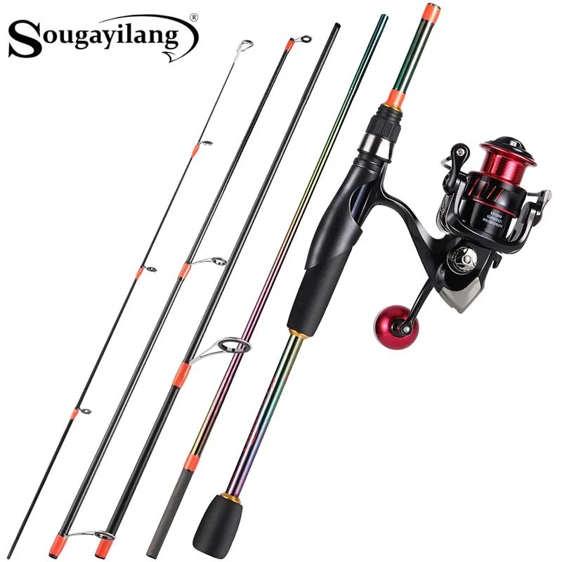 Sougayilang Spinning Fishing Combo 1.8m-2.4m Carbon Fiber Rod and 5.2:1 High Speed Reel Kit Pesca |