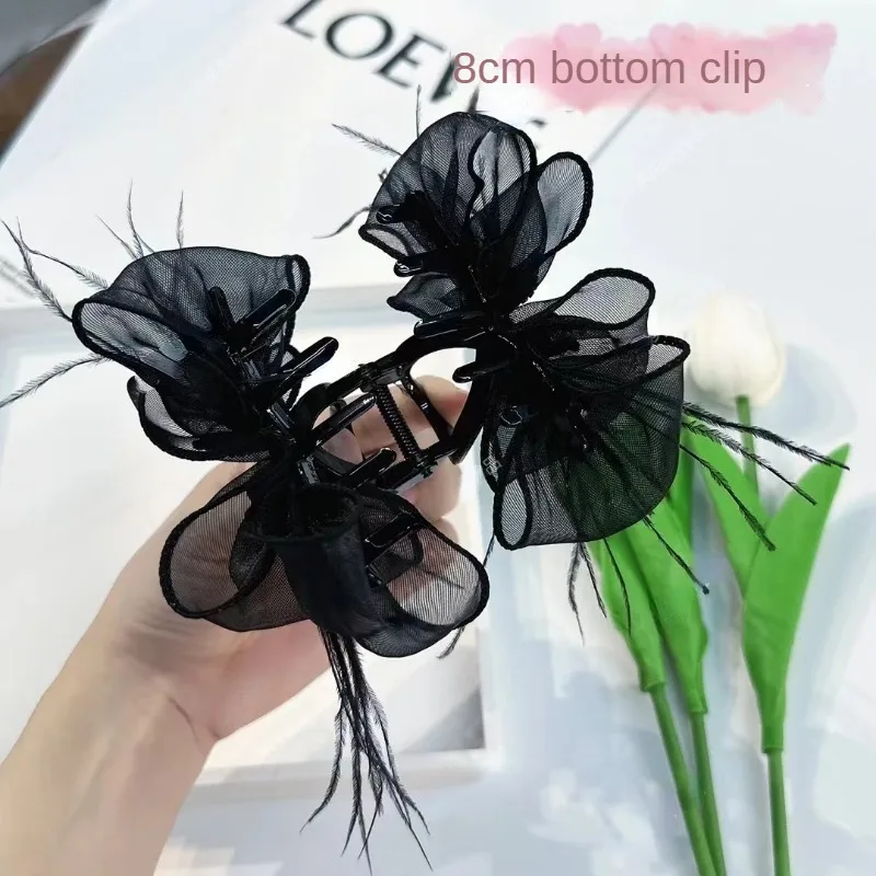Butterfly Hairpin Hair Accessories for Women Retro Elegant Mesh Feather Grab Clip Headwear Girl Jewelry Tiara Gift