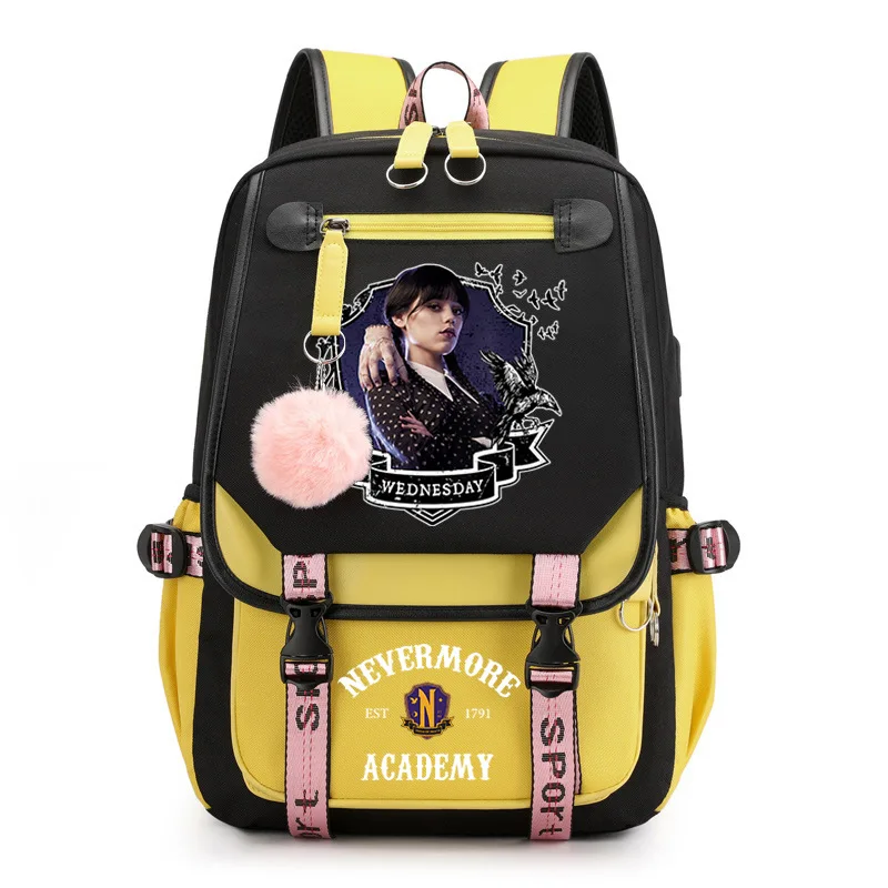 

Fashion Wednesday Schoolbag for Teenage Girls Canvas Mochila Student Laptop Rucksack Wednesday Backpack School Bag Women Bagpack