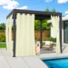 Outdoor Patio Voile Sheer Curtains Waterproof Drapes Rod Pocket Blackout Chiffon Gauze Tulle Curtain Garden for Porch Pergola 3