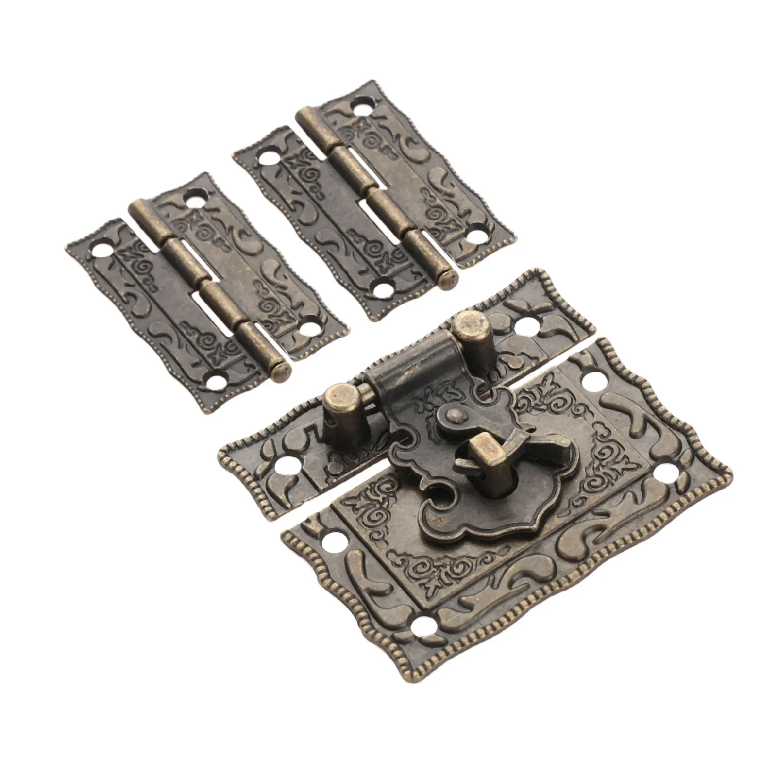 3pcs/kit Box Latch Hasp Clasp + Hinges for Suitcase Cabinet