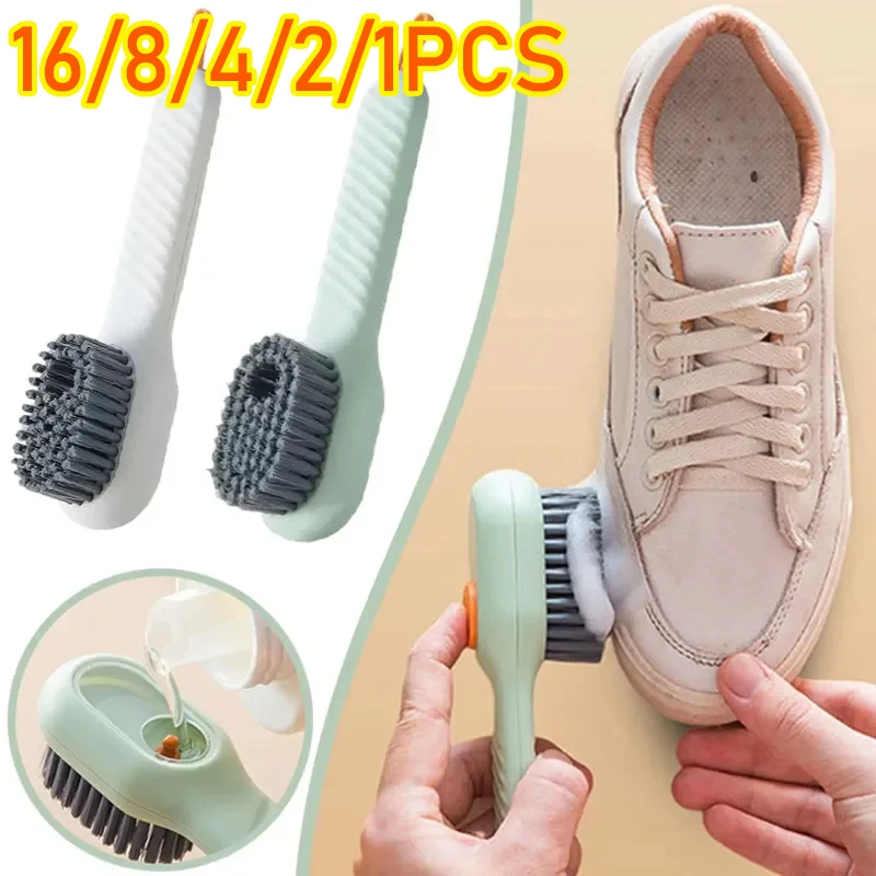 Shoe Brush 16-1PCS Multifunction Cleaning Soft Automatic Liquid Long Handle Clothes Soap With Hook Clean Tool