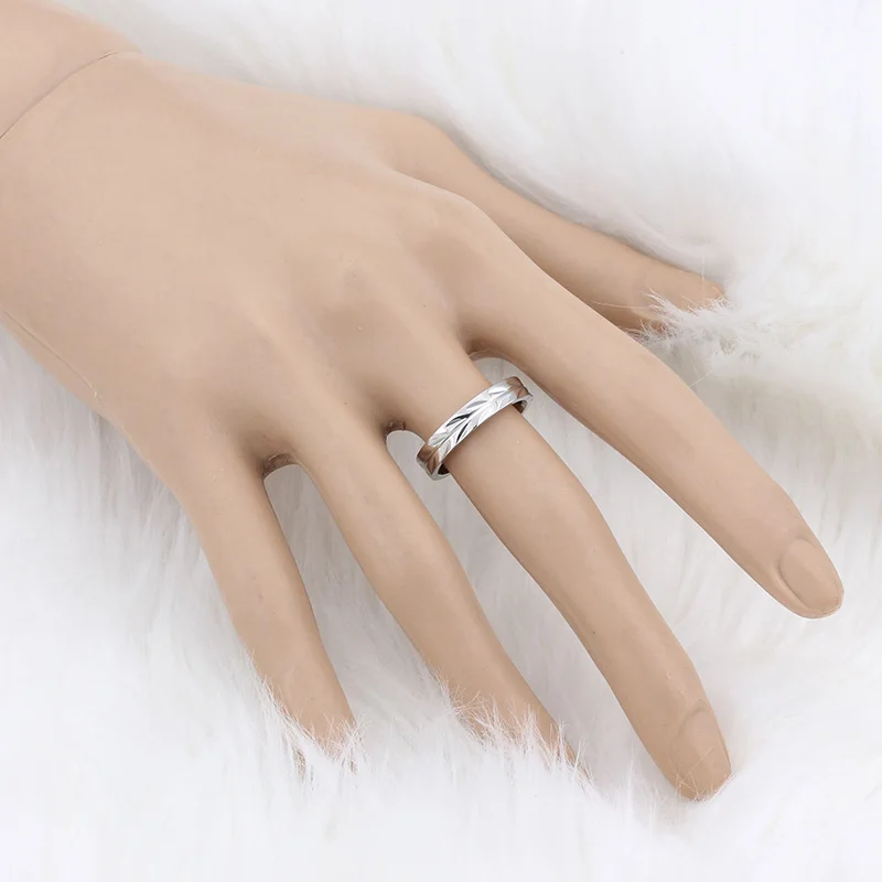 Finger Rings For Women Men Couple Round Jewelry Gift 4MM Size 6 7 8 9 10 11