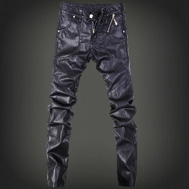 Men's Pu Leather Skinny Pants men trousers,leather pants,skinny pants
