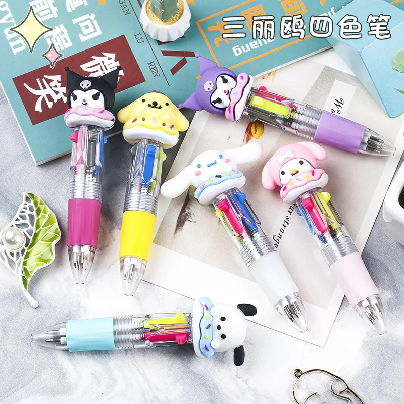 

Шариковая ручка Sanrio с мультяшным рисунком, многоцветная мелодия, четырехцветное письмо на выбор, плавная и высокая цена, товары для студентов, оптовая продажа