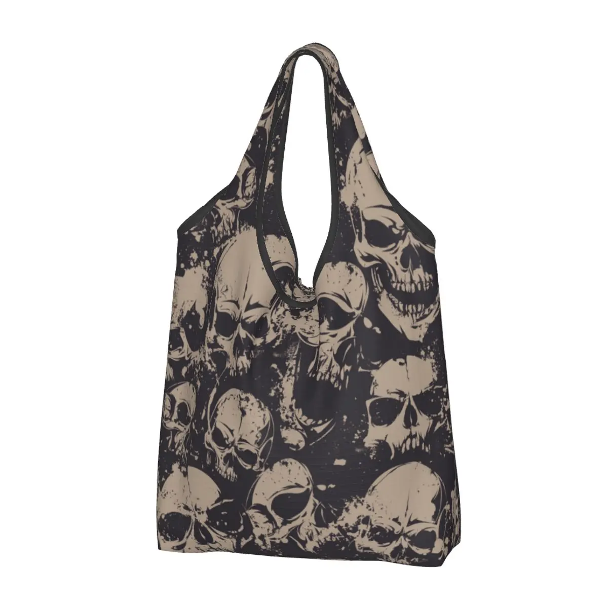 

Продуктовая сумка гранж-рисунок с черепами Rock, Прочная Большая складная сверхпрочная сумка для покупок, моющаяся с сумкой