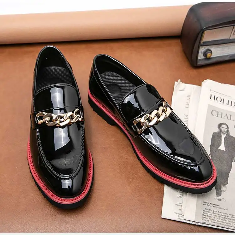 2022 New Fashion Men Loafers Shoes Red Sole Pu Black Shoes Men Shoes