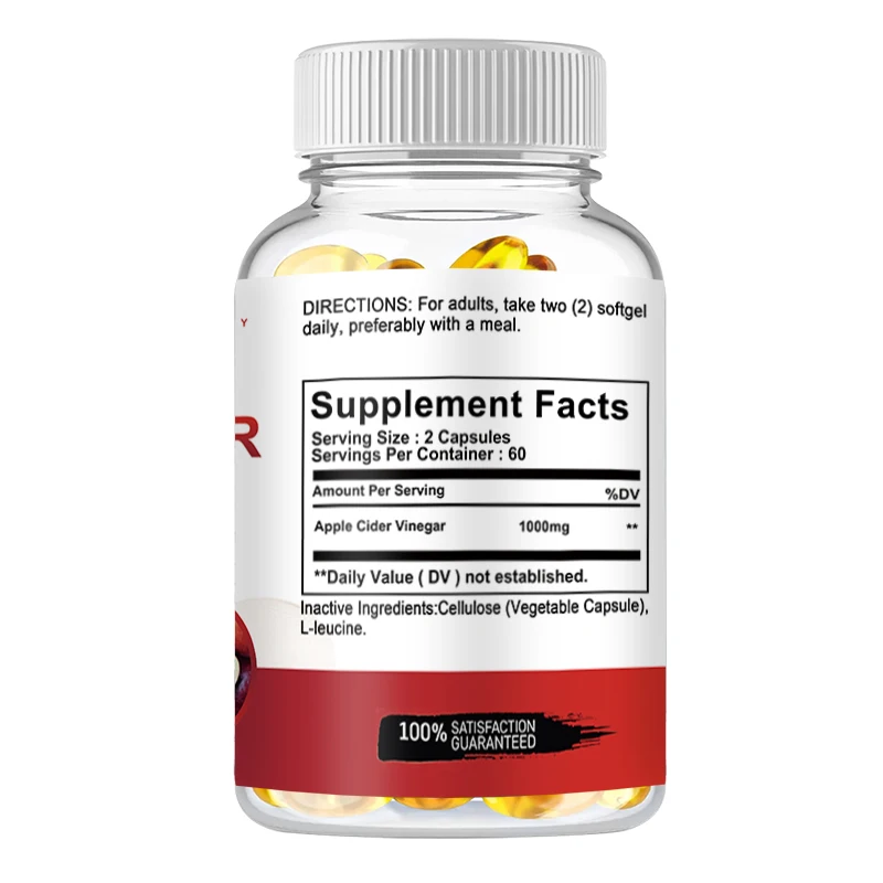 Apple Cider Vinegar Capsules Detoxification Weight Management Fat Burning Appetite Suppressant Boost Metabolism