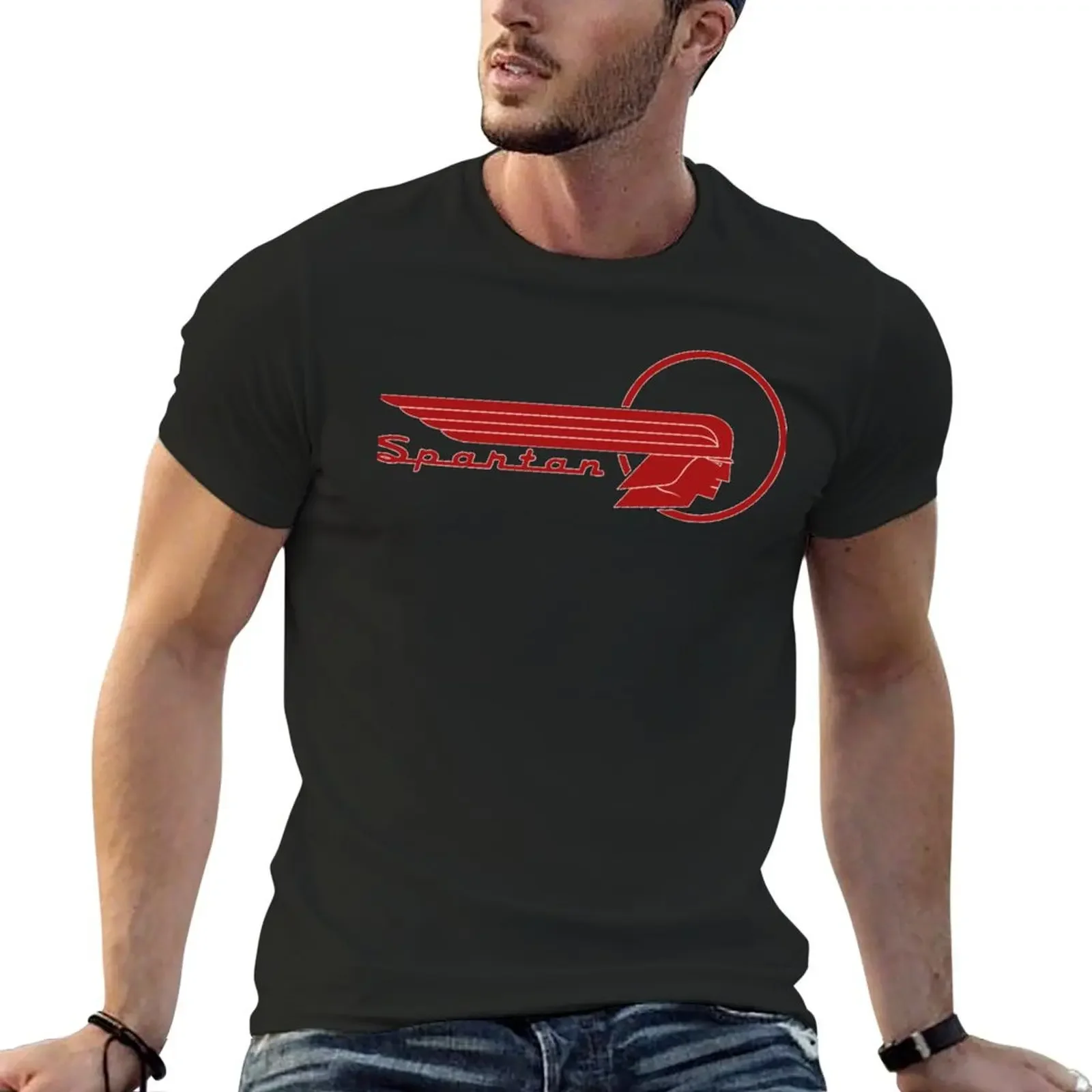 Spartan Trailer Company, Caravan, Camp Trailer, Airstream, Logo, T-Shirt Vintage Plus Size Top T-Shirt Da Uomo