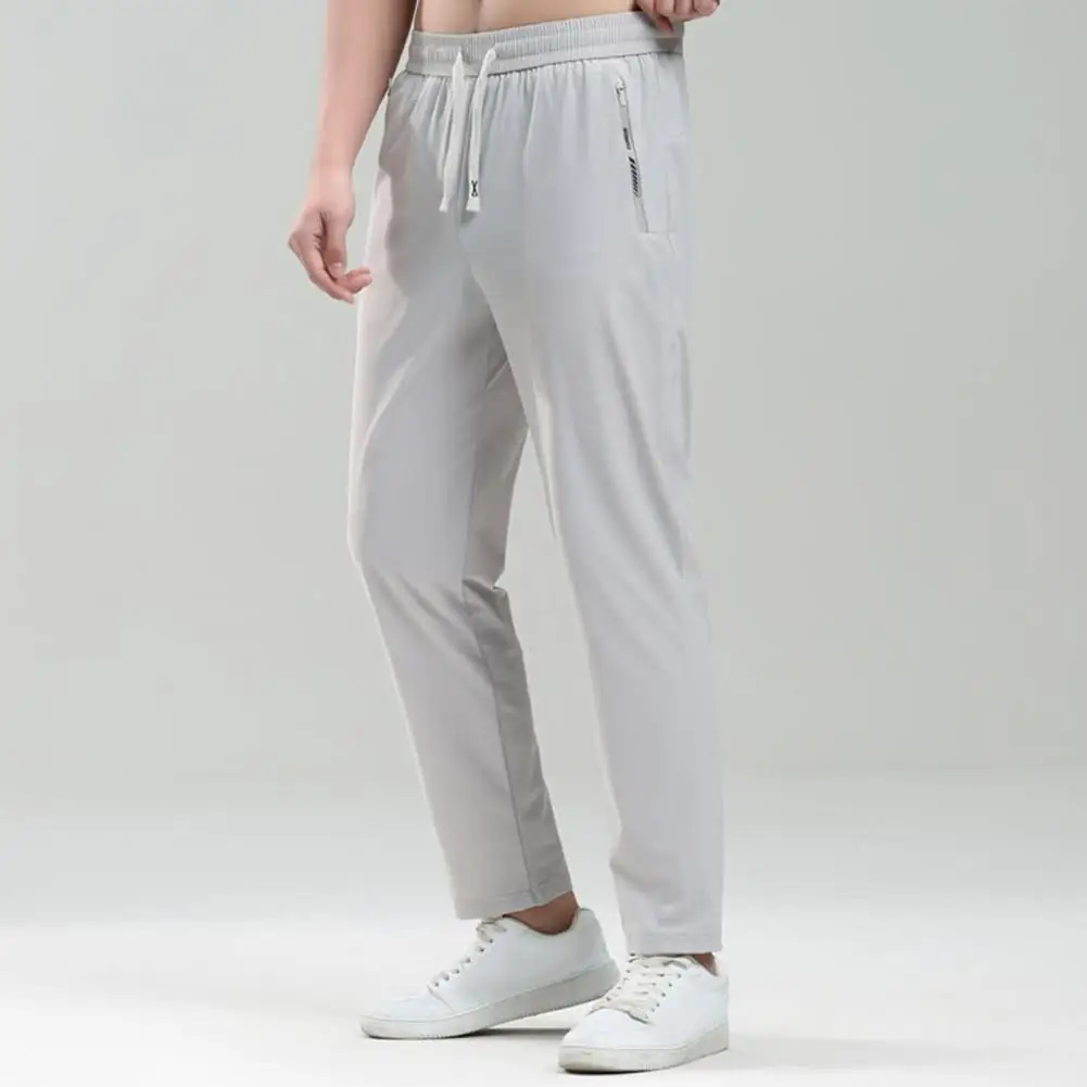 Description Picture 4 of itemMen Sports Pants Quick Dry Unisex Gym Sweatpants With Side Pockets Elastic Waistband Lightweight Ice Silk Joggers For Training
