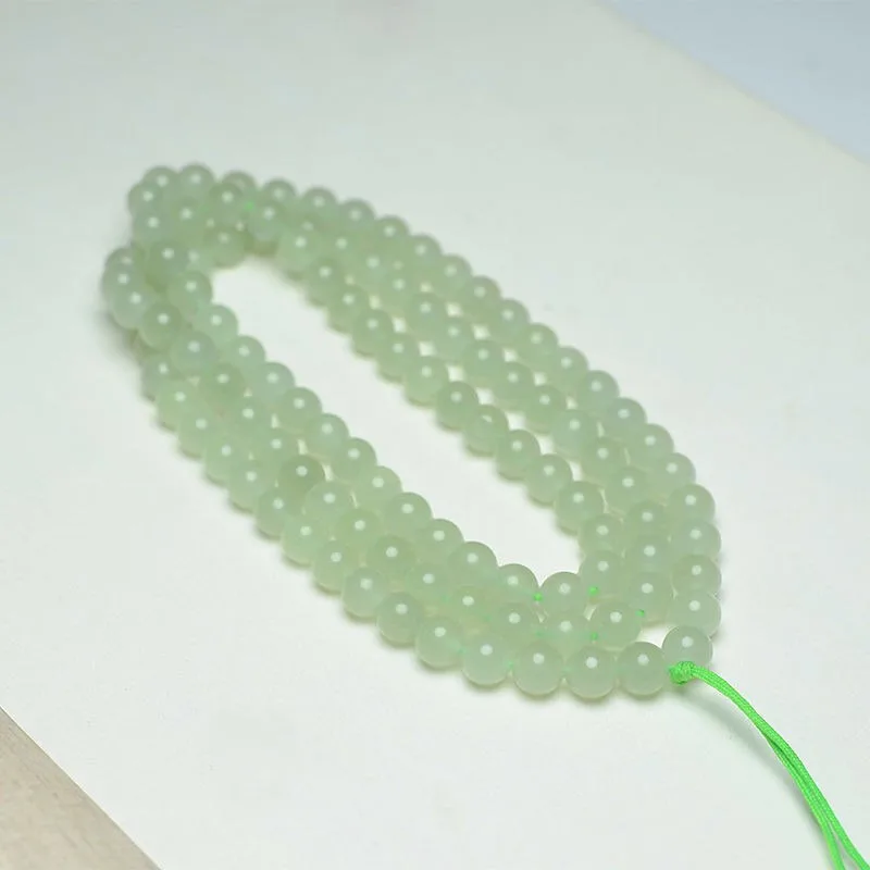 

Natural Hetian Jade Clear Water Necklace Lake 6mm8mm108 Hanging Qinghai Green Multi-Circle Bracelet Sweater Chain