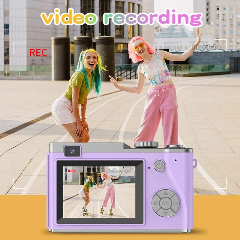 Digital Camera 4K HD Kid 48MP Autofocus Vlogging 2.4 inch Retro Fashion Portable Video Camcorder for Beginners