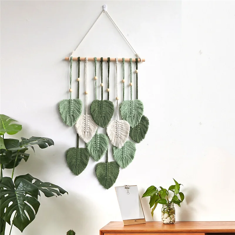 Leaf Macrame Wall Hanging Boho Room Home Decor Woven Aesthetic Wall Tapestry Wedding Decoration