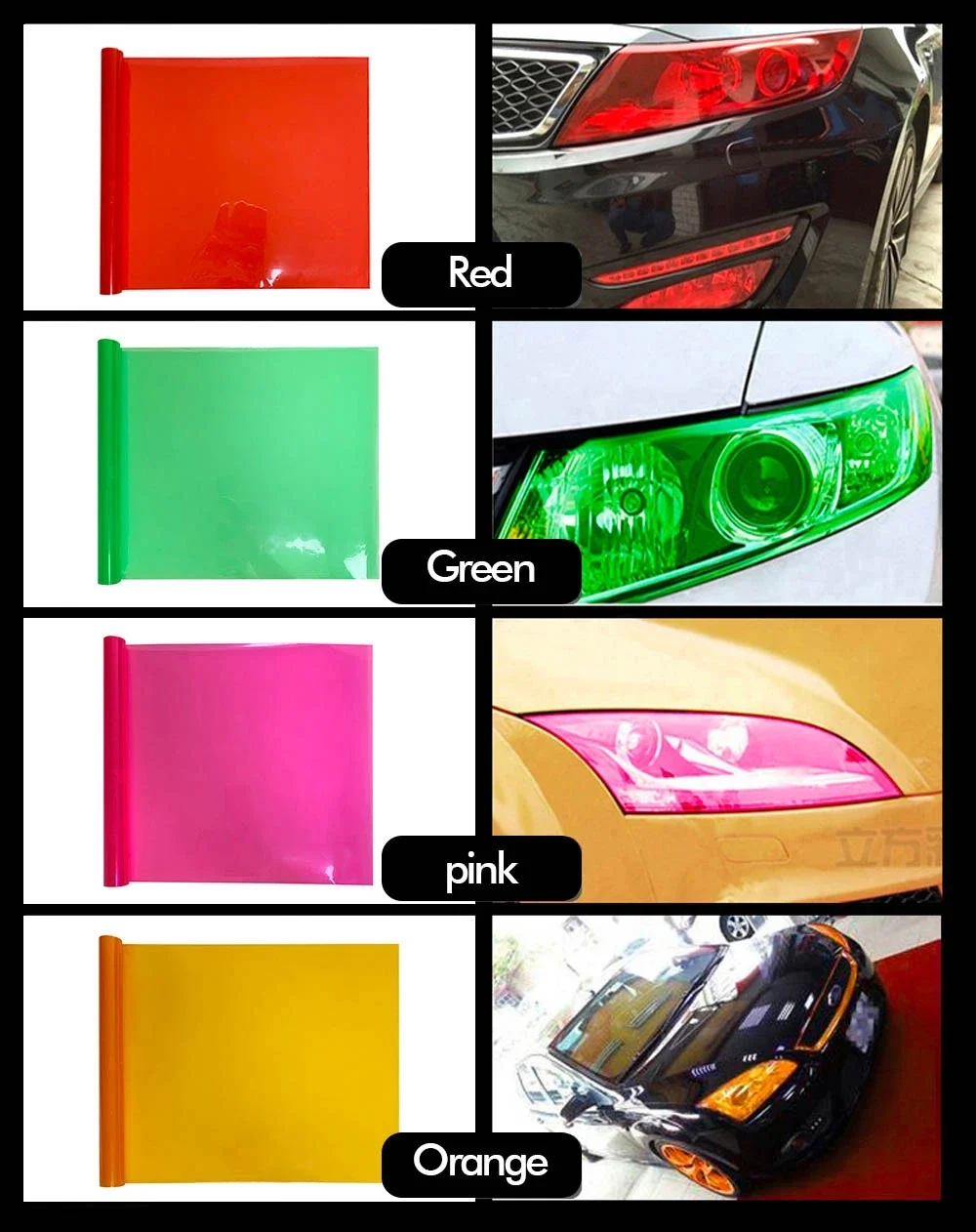 Auto-Scheinwerfer-Aufkleber, 30 x 200 cm, Scheinwerfer-Rücklicht-Wrap, farbige Abdeckung, Universalfolie für Motorrad, Auto, Licht, Zubehör – Detail 12