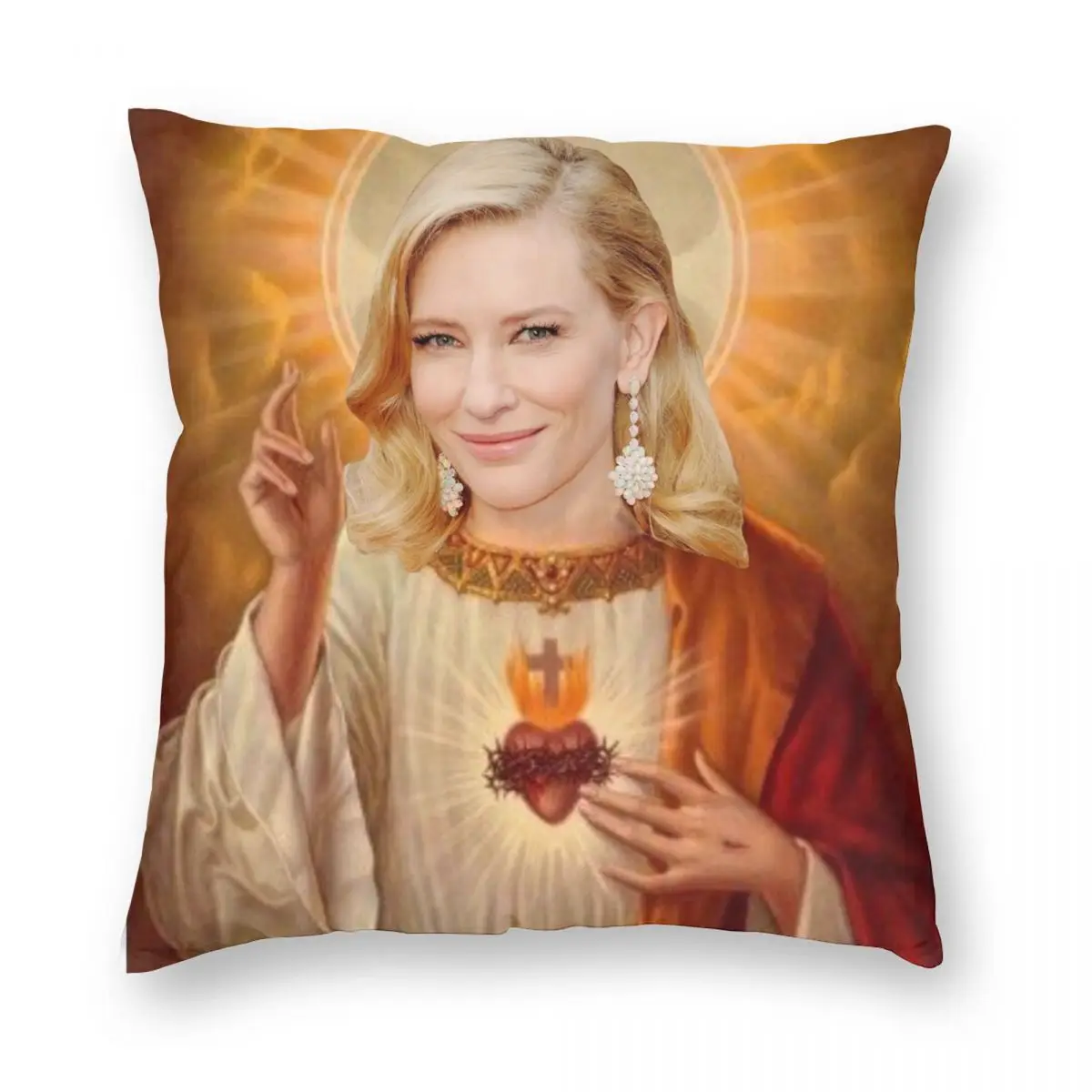 

Jesus Cate Funny Pillowcase Soft Polyester Cushion Cover Gift Pillow Case Cover Home Zipper 40*40cm