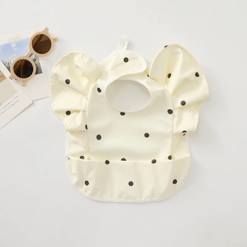 Baby Feed Bibs Waterproof INS Nordic Style Angel Pocket Burp Girl Boy Infant Meals Bib  Easy Clean Cute Panda Bibs Soft PU 4