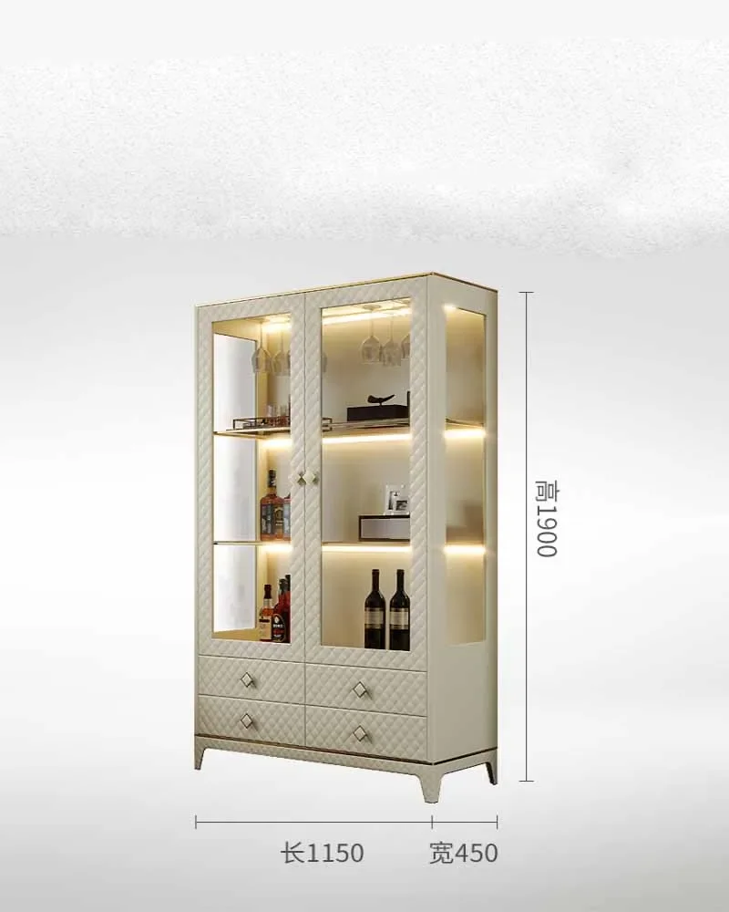 Light Luxury Restaurant Wine Cabinet Hong Kong style Furniture Meal Side Cabinet Room Hall Storage Combination P