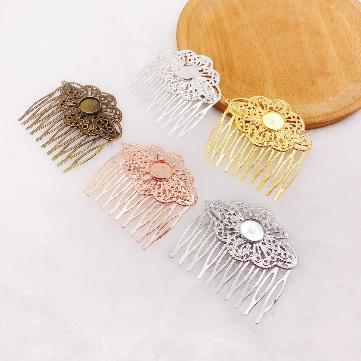 

Onebeading Fit 12 мм кабошоны металлическая расческа заколки для волос пустой Кабошон Настройки заколки для волос аксессуары 52x56 мм 5 шт. K05469
