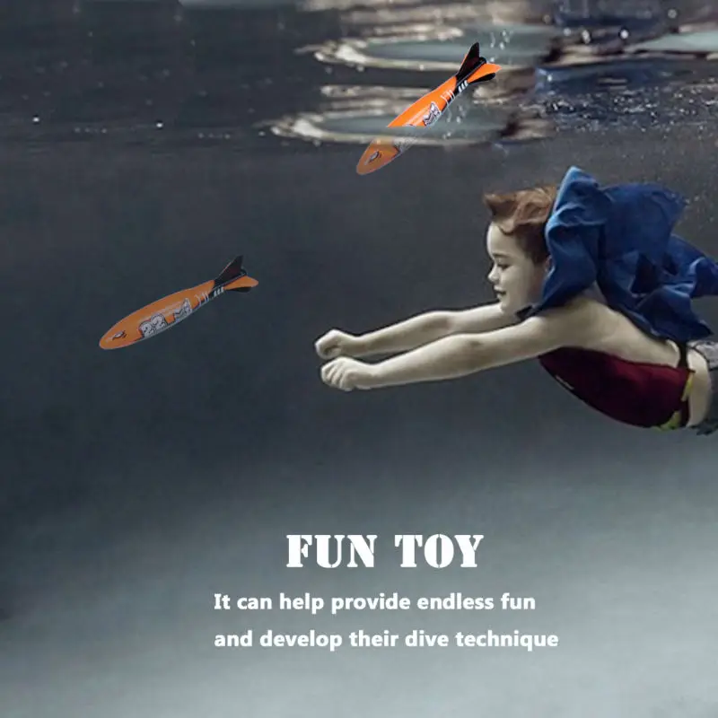 New Summer Torpedo Rocket Throwing Toy Funny Swimming Pool Diving Game Toys Children Underwater Dive Toy #CS 6