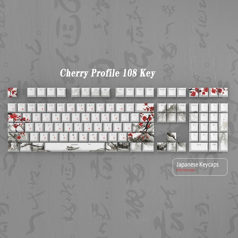 108-Key Mechanical Keyboard Keycaps OEM PBTSublimation Russian KoreanJapanese