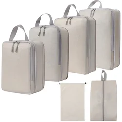 6 - Piece Waterproof Travel Packing Cube Set with Handbag Organizer (6pcs Beige)