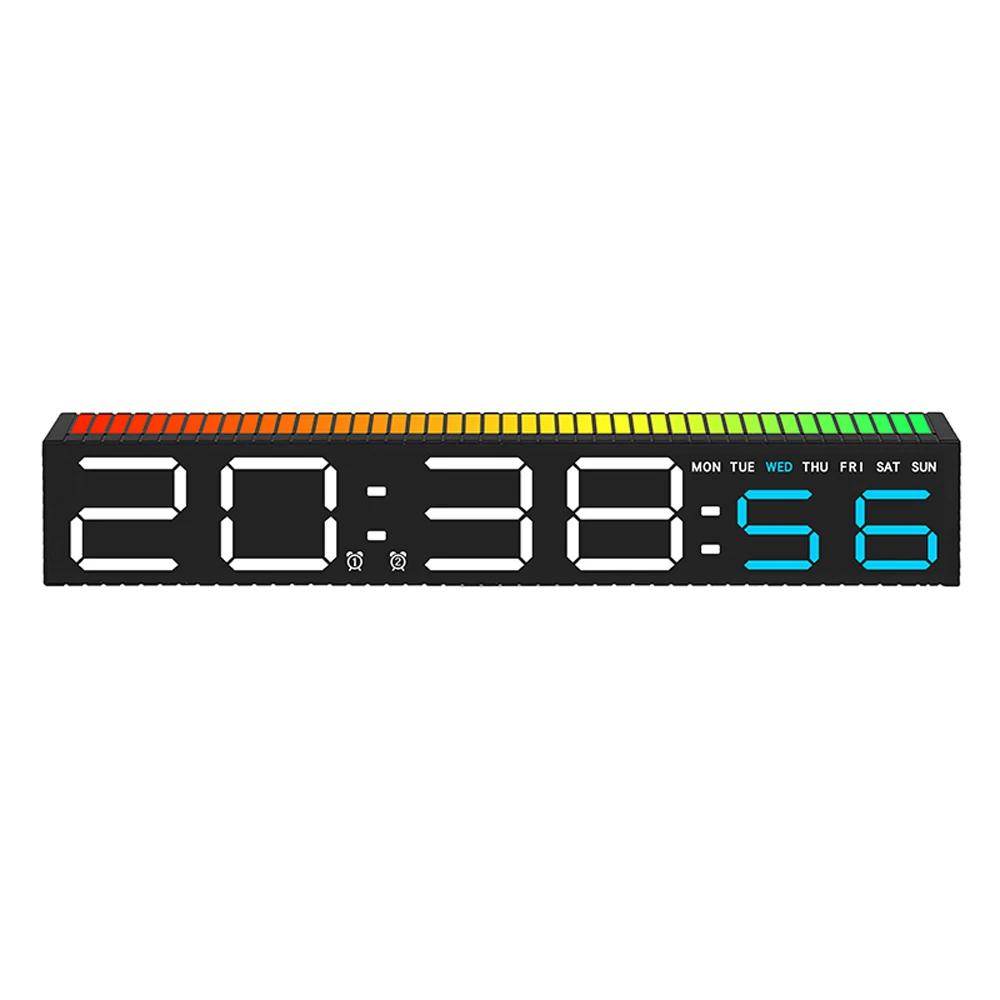 LED Alarm Clock with Colorful Music-Responsive Light Bar - Stylish Gift