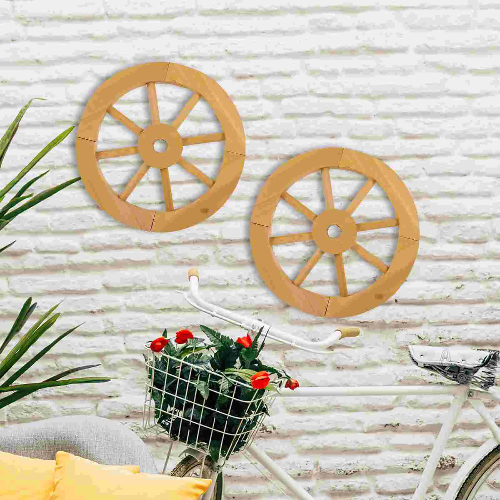 

Vintage Decor Retro Wooden Wheel Carriage Trolley Handmade Solid Ornament Decoration Interior Wall Rural Home Decorative